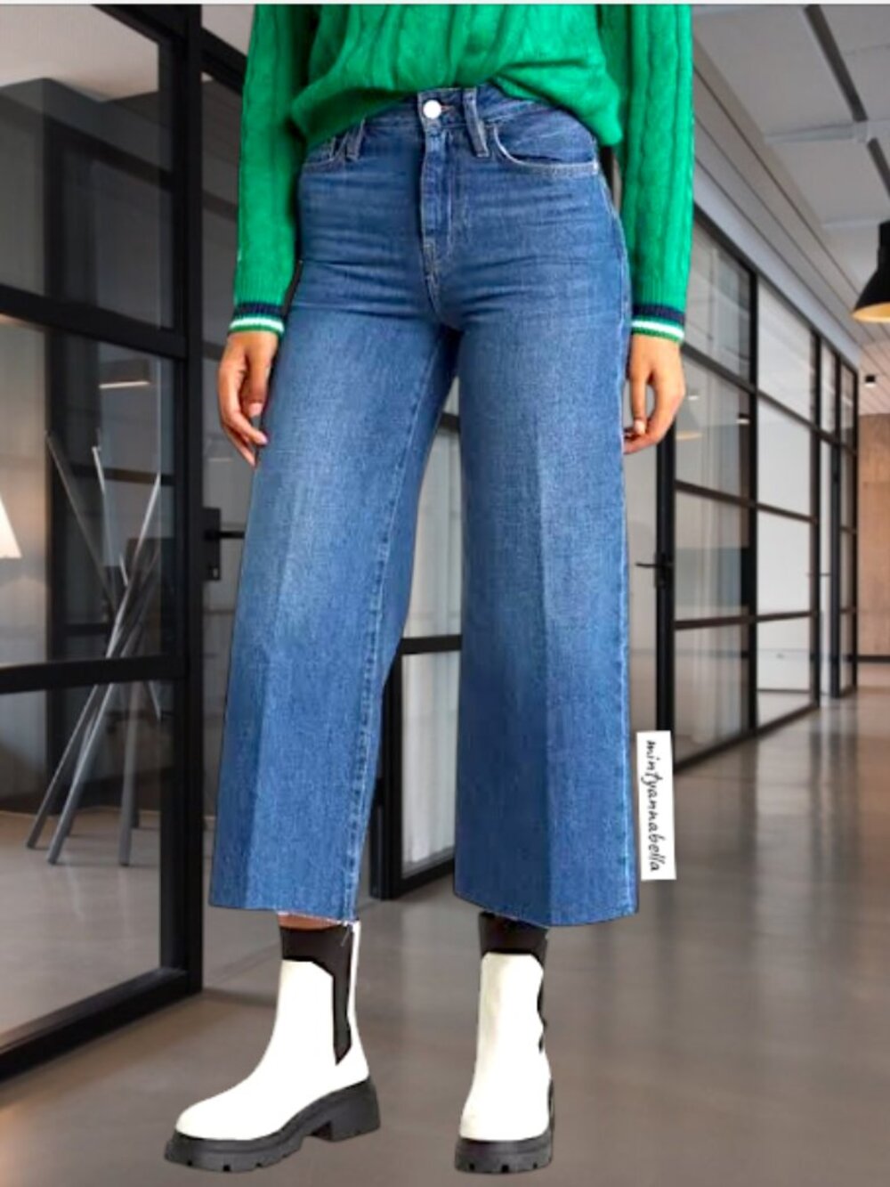 FRAME High Rise Wide Crop | Raw Hem Jeans - Picture 6 of 16